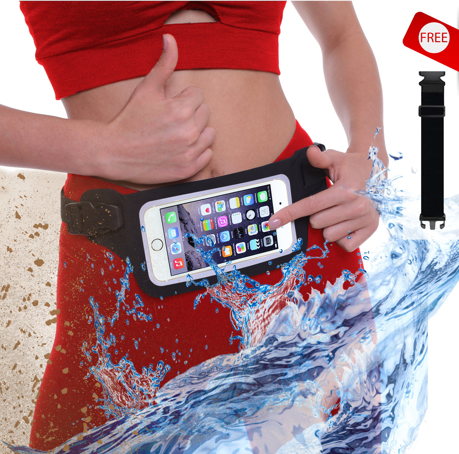 New Waterproof Running Belt Fanny Pack for iPhone 7, X, 8 and Samsung S7/8/9 (Slim Case) - W/Touchscreen Ready Window - IPX8 Rated Submersible Waist Bag for Fitness, Travel, Beach, Kayaking, Swimming and more!
